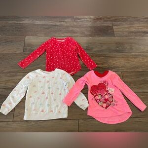 Valentines 3 long sleeves tops for girls size 5T